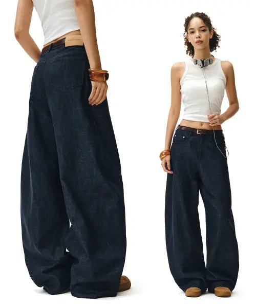 [DECET WOMEN] Linen Like Barrel Jeans DCWPT029C Indigo / [린넨라이크]Linen Like Barrel Jeans DCWPT029CPINDIGO