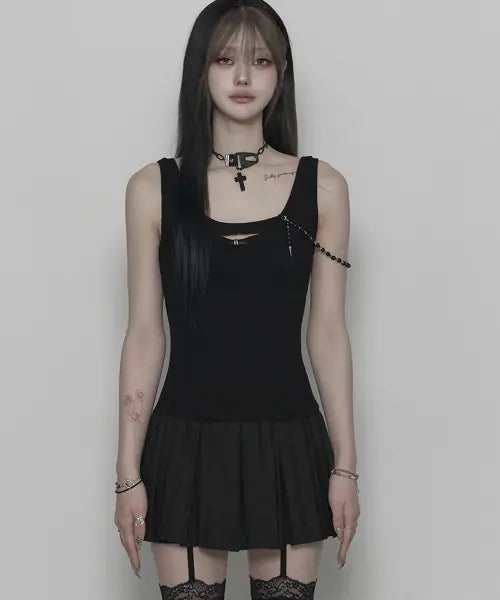 [SØAR] Destroy Pleats Beads Dress (Black) / [리미티드 에디션] Destroy Pleats Beads Dress (BLACK)