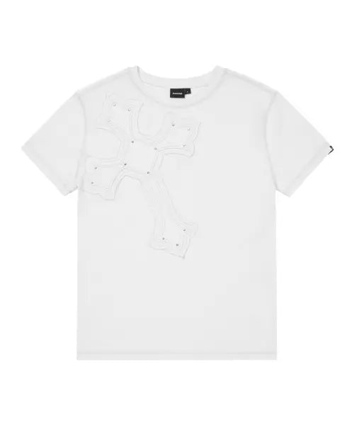 [AAKAM] Big Patch CROS2 Half Top (White)