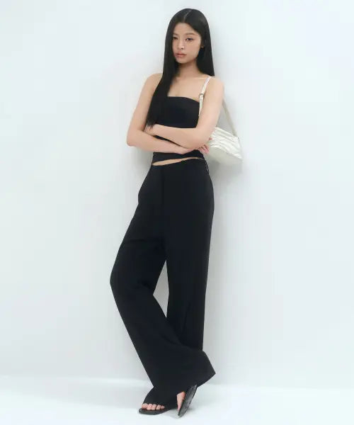 [MUSINSA STANDARD WOMAN] Women's Fluid Low-Waist Wide Slacks [Black] / 우먼즈 플루이드 로 웨이스트 와이드 슬랙스 [블랙]