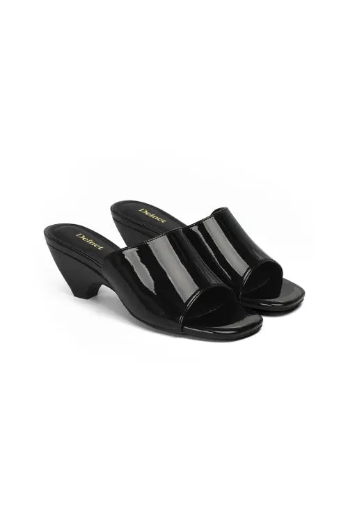 [DEINET] ENAMEL SLIPPERS IN BLACK