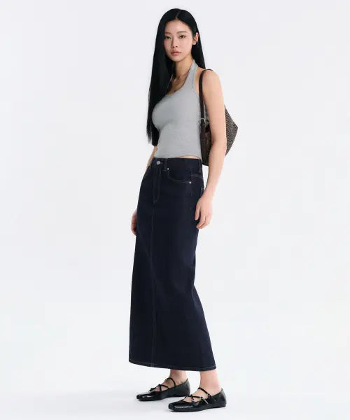 [MUSINSA STANDARD WOMAN] Women's Lightweight Denim Maxi Skirt [Deep Indigo] / 우먼즈 라이트웨이트 데님 맥시 스커트 [딥 인디고]