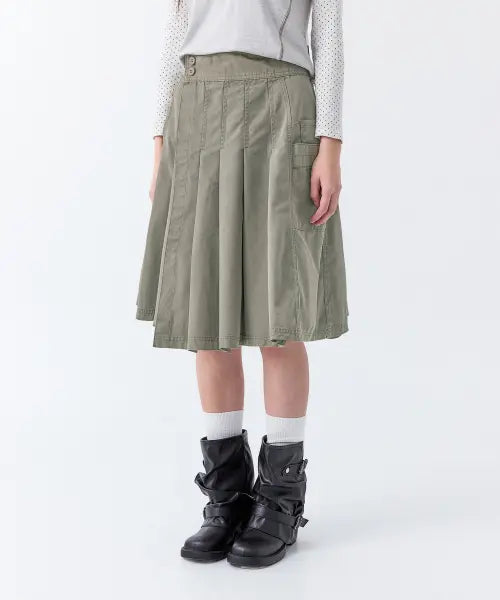 [ODDSTUDIO] Layered Pocket Pleated Wrap Skirt - ASH BROWN / 레이어드 포켓 플리츠 랩 스커트 - ASH BROWN