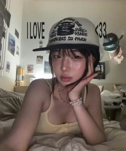 [SHIMMY SOUNDS CLUB] SQUARE PARK 5P CAP [IVORY/BLACK]