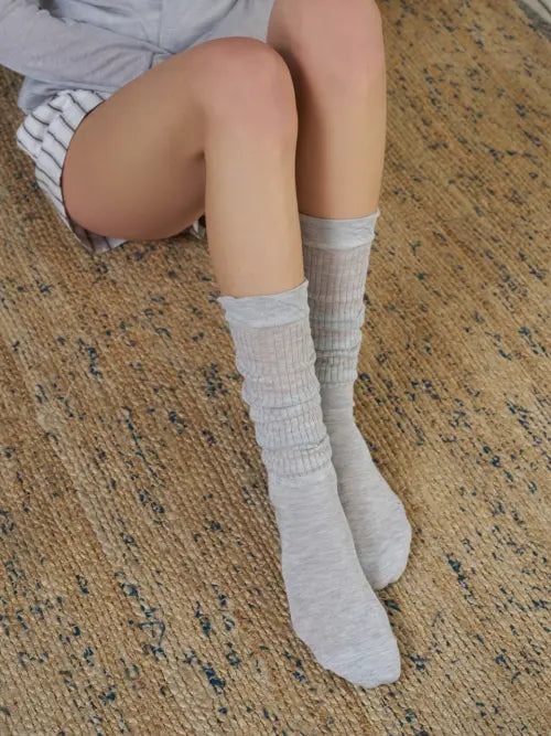 [BIARRITZ] 2-Pack Soho Volume Ruffle See-Through Ribbed Knee Socks (3 Colors) / [2PACK]소호 볼륨 러플 시스루 립 니삭스 3color