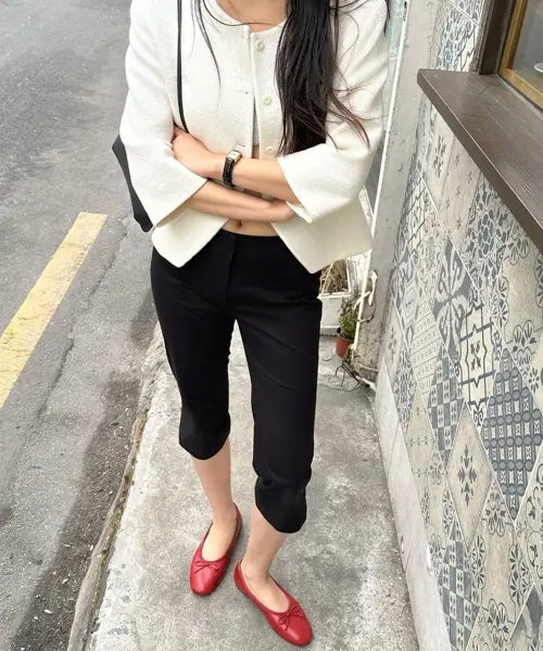 [108POUND] Mid-rise Capri Pants_Black