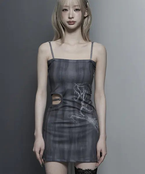 [ETRE AU SOMMET] Side Cut-Out Mini One-Piece (Charcoal)