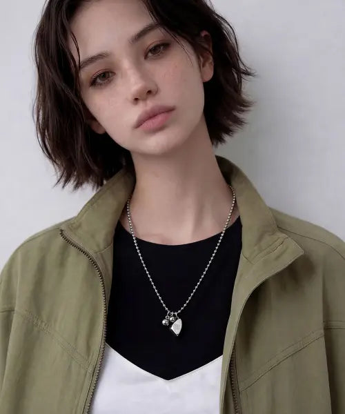 [PARPINI] Surgical Polygon Ball Necklace / 써지컬 스틸 다각형 오브젝트 볼체인 네크리스