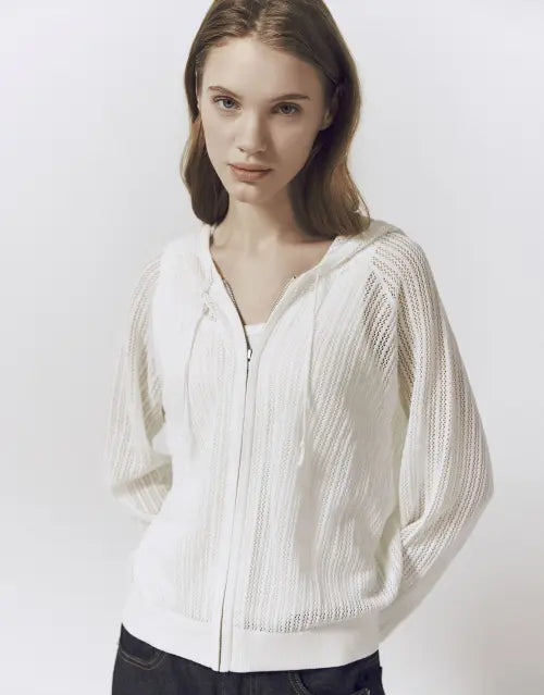 [GIORDANO] Hooded Crochet Cardigan (7GG) / 후드 크로셰 가디건(7GG) 356532 [2color]