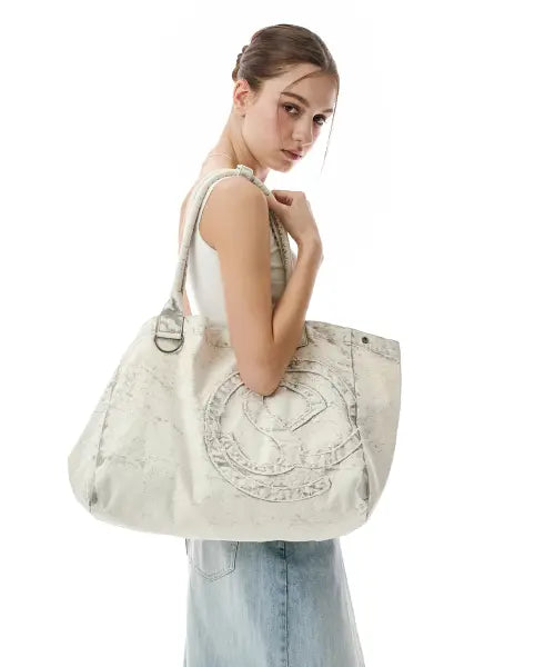 [SECONDMONO] Washed Cotton Appliqué Tote Bag [LBEIGE]_SEAC013LBEIGE