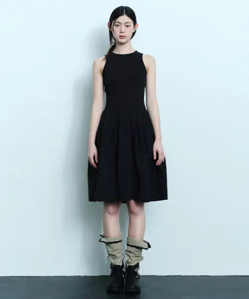 [MUSINSA STANDARD WOMAN] Women's Tank Top Combo Dress [Black] / 우먼즈 탱크 탑 콤비 드레스 [블랙]
