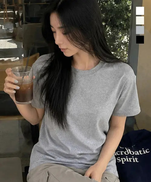 [NUART STUDIO] Women's Solid Short Sleeve T-Shirt_4 Colors / 우먼 솔리드 반팔 티셔츠_4colors