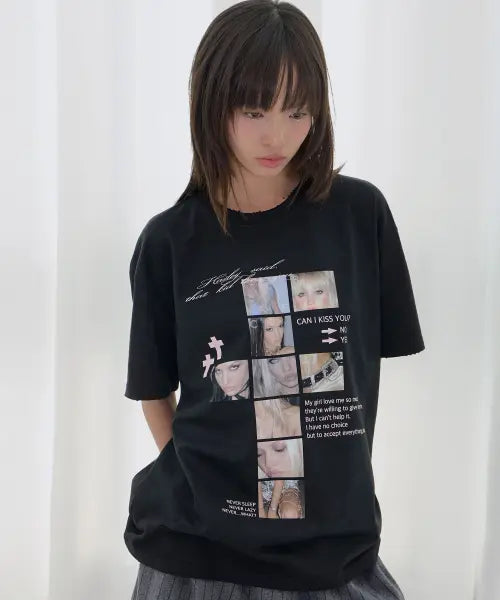 [FANCY CLUB] DAMAGE FEARLESS TEE (BLACK) F26QB050 / 데미지 피어리스 티 (BLACK) F26QB050