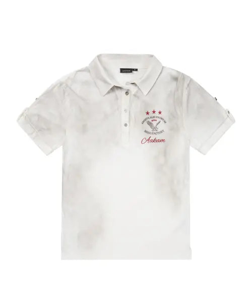 [AAKAM] Dirty Washed PK Half Top (White)