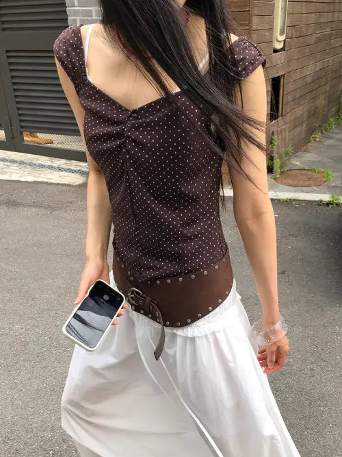 [RAIVE] Dot Shirring Sleeveless Top VW6ME536_3color