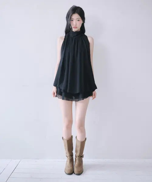 [REISE MIYA] YUI RUFFLE BLOUSE [BLACK] / 유이 러플 블라우스 [BLACK]