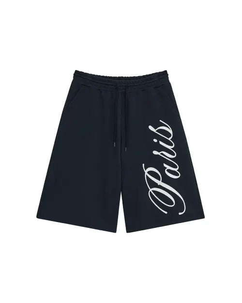 [THEMUSEUMVISITOR] PARIS BERLIN SEOUL BERMUDA SWEAT PANTS (NAVY)
