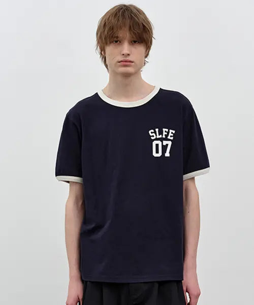 [nau] Cotton Ringer Short Sleeve T-Shirt 2 Navy / 코튼 링거 반팔 티셔츠 2 Navy