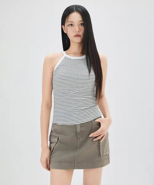 [MIXXO] Built-In Bra Halter Neck Top / 캡내장 홀터넥 슬리브리스