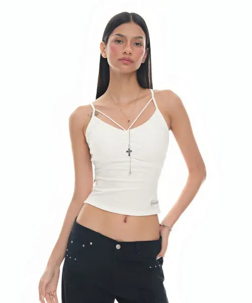 [BLACK PURPLE] Vella Strap Sleeveless_White / 벨라 스트랩 나시_화이트 Vella Strap Sleeveless_White