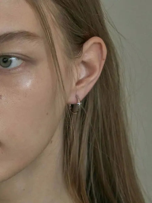 [AORA] Cross Silver Point Ring Earrings / 크로스 실버 포인트 링 이어링