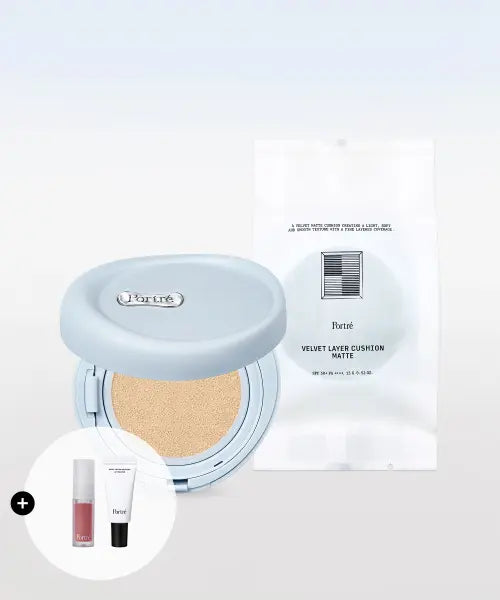 [PORTRÉ] VELVET LAYER CUSHION MATTE SET (3colors) / 벨벳 레이어 쿠션 매트 본품 + 리필 (3colors)