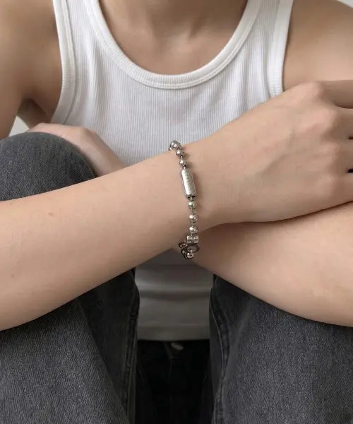 [PARPINI] Surgical Steel Dual Ball Chain Bracelet / 써지컬 스틸 듀얼 볼 체인 브레이슬릿