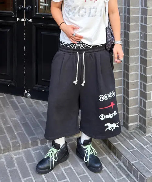 [NODI] Signal Star Horse Bermuda Pants black / 시그널 스타 홀스 버뮤다 팬츠 블랙