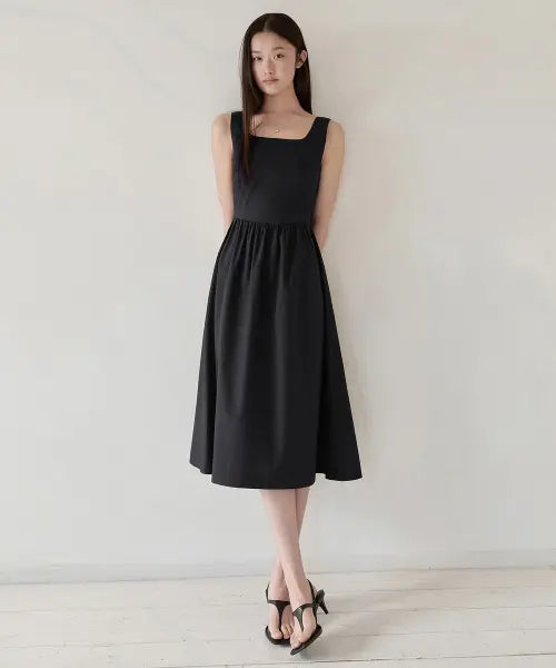 [MUSINSA STANDARD WOMAN] Women's Poplin Sleeveless Long Dress [Black] / 우먼즈 포플린 슬리브리스 롱 드레스 [블랙]