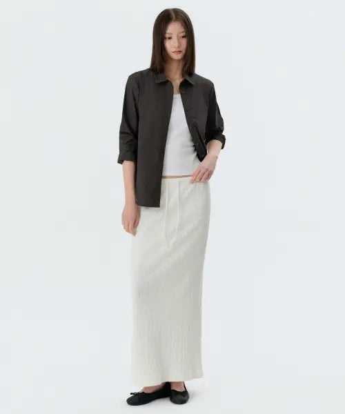 [MUSINSA STANDARD WOMAN] Women's Slub Ribbed Maxi Skirt [Ivory] / 우먼즈 슬럽 리브드 맥시 스커트 [아이보리]