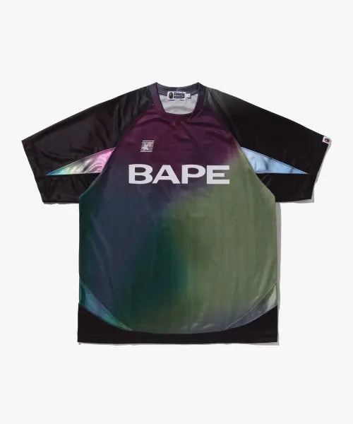 [BAPE] Tie-Dye Star Stripe Pattern Relaxed Fit Football Jersey T-Shirt (M) Black / 타이 다이 스타 스트라이프 패턴 릴렉스드 핏 풋볼 저지 티셔츠(M) BLACK