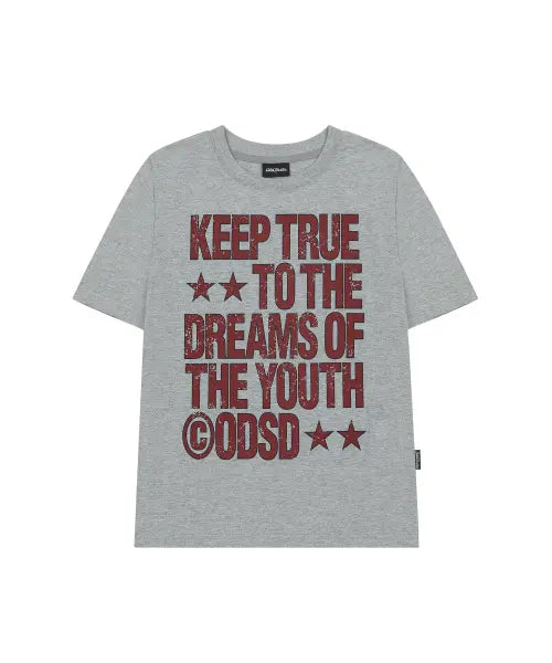 [ODDSTUDIO] Keep True Typographic Regular Fit T-shirt - MELANGE GARY / 킵 트루 타이포 그래픽 레귤러핏 티셔츠 - MELANGE GRAY