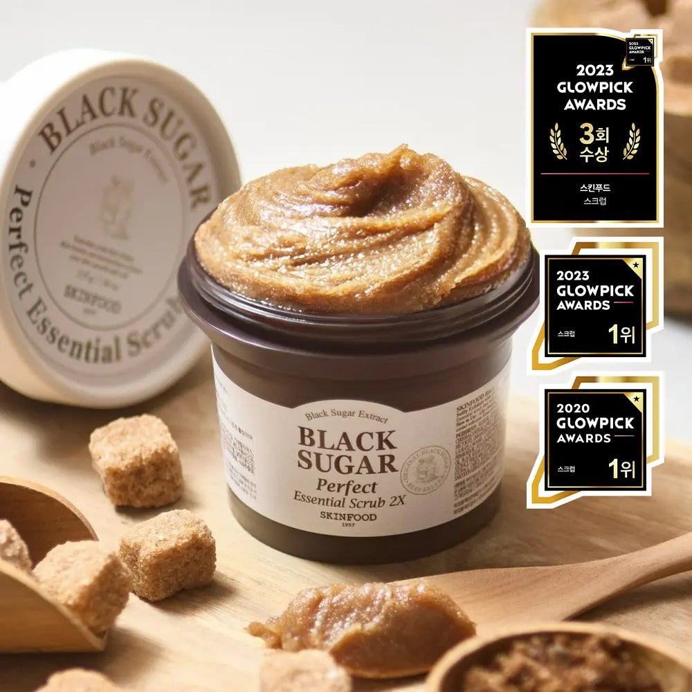 [skinfood] SKINFOOD Black Sugar Perfect Essential Scrub 2X 210g / [각질순삭팩] 스킨푸드 블랙슈가 퍼펙트 에센셜 스크럽 2X 210g