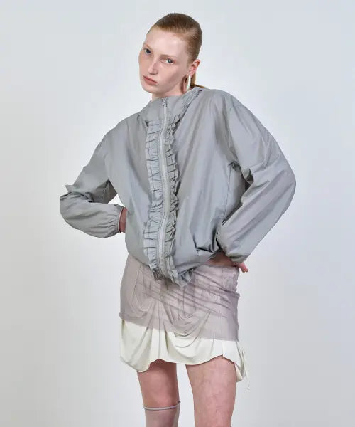[NACHE] RUFFLE WIND BREAKER LIGHT GRAY