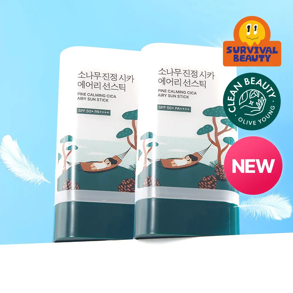 [Round Lab] Roundlab Pine Calming Cica Airy Sun Stick 19g Double Pack / [깃털보송/더블] 라운드랩 소나무 진정 시카 에어리 선스틱 19g 더블 기획