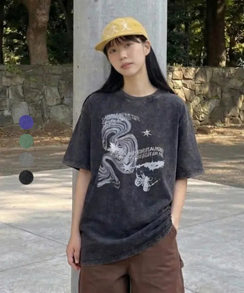 [STANDARDERROR] 87-STAN333 Y2K Cyber Butterfly Crack Pigment Short-Sleeved T-Shirt (4color) / 87-STAN333 Y2K 사이버 버터플라이 크랙 피그먼트 반팔 티셔츠 (4color)