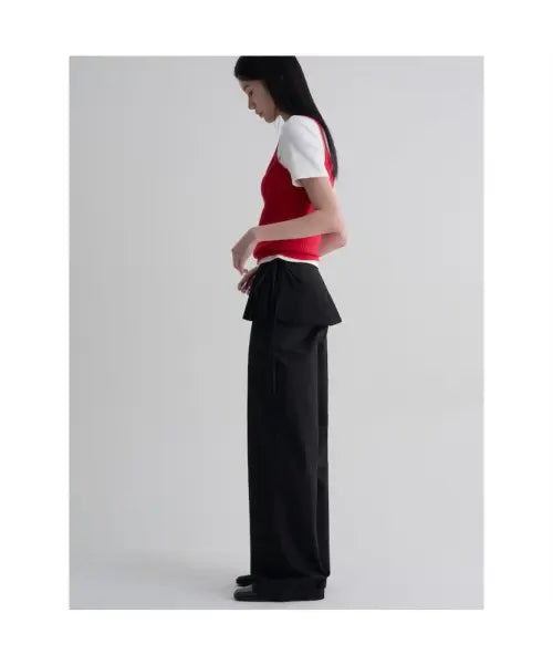 [8SECONDS] Cotton Pleated Skirt Pants - Black / 코튼 플리츠 스커트 팬츠  블랙