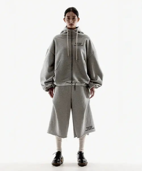 [FANSHOW] (SETUP)  MWL SMALL STRING HOODED ZIPUP+ GEOMETRY 3/4 SWEAT PANTS - MELANGE