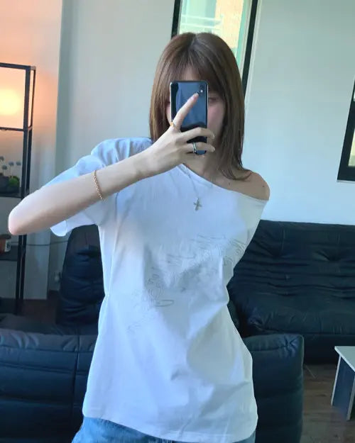 [HAVISM] LVER OFF SHOULDER S/S TEE(WHITE)