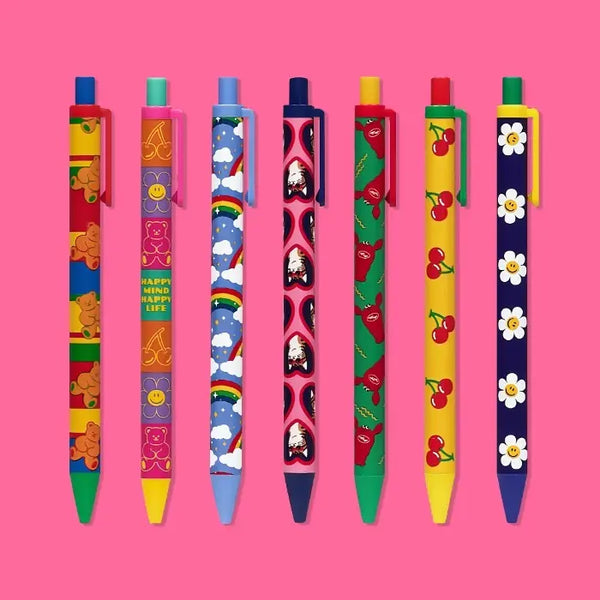 [wiggle wiggle] Wiggle Wiggle Pattern Ballpoint Pen (Happy Mind/Smile We Love/Rainbow Smile) / 위글위글 패턴 볼펜 (해피마인드/스마일위러브/레인보우 스마일)