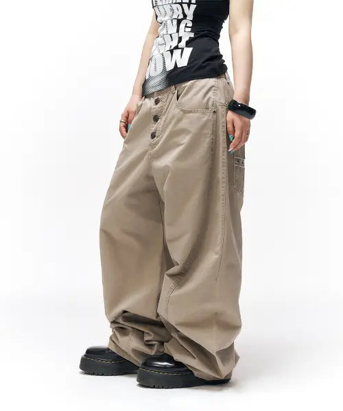 [SCHISM INDUCING] ENGINEERED CURVED PANTS BEIGE