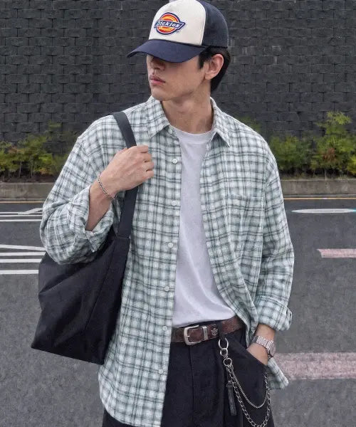[FILLUMINATE] Pastel Check Wrinkle Shirt-Sky Blue / 파스텔 체크 링클 셔츠-스카이블루