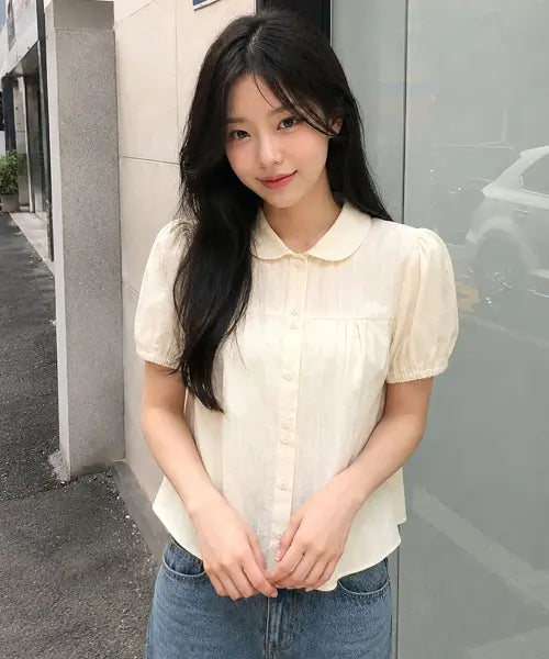 [GENERALIDEA] woman round collar puff blouse [cream] / 라운드 카라 퍼프 블라우스 [CREAM] / GF2LSH521