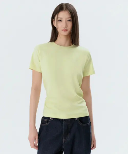 [MUSINSA STANDARD WOMAN] WOMENS BASIC CREW NECK T SHIRT [LEMON GRASS] / 우먼즈 베이식 크루 넥 티셔츠 [레몬 그라스]
