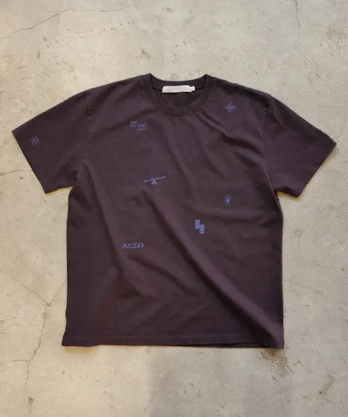 [SLOW ACID] WASHED STAMP T-SHIRT [DARK PURPLE] / 워시드 스탬프 반팔 티셔츠 [다크퍼플]