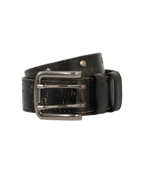 [AAKAM] Typography Leather Belt (Black)
