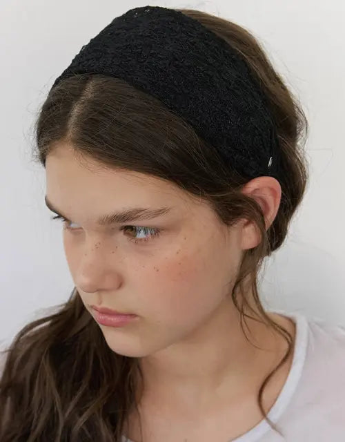 [KINDABABY] classic lace wide headband - black