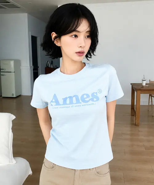 [AMES-WORLDWIDE] BASIC LOGO TEE SKY BLUE