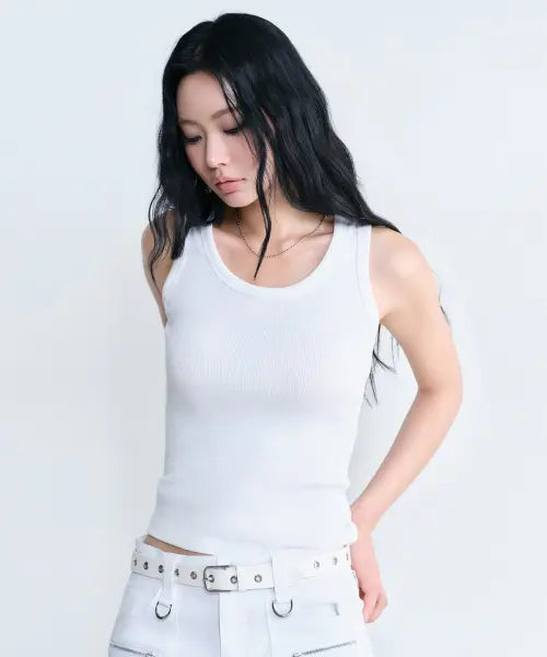 [MUSINSA STANDARD WOMAN] Women's Scoop Neck Tank Top [White] / 우먼즈 스쿱 넥 탱크 탑 [화이트]