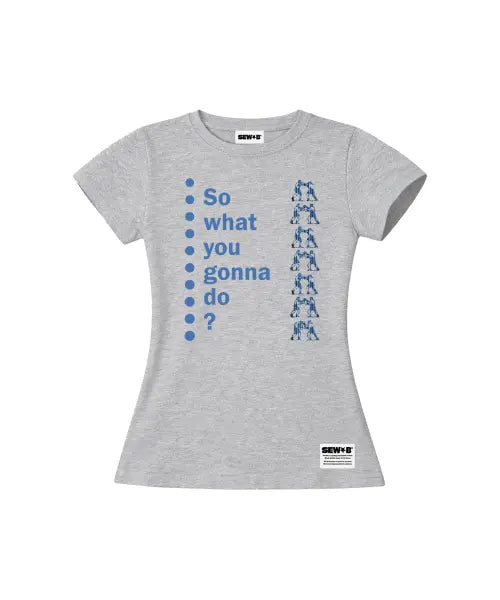 [SEW-B] What So Semi-Crop Short Sleeve T-Shirt [Grey Melange] / what so 세미크롭 반팔티 [그레이 멜란지]